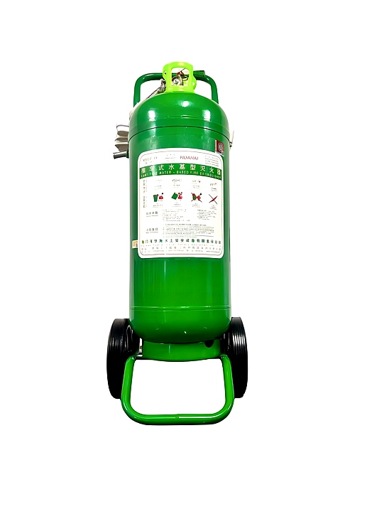 Trolley-mounted water-based fire extinguisher